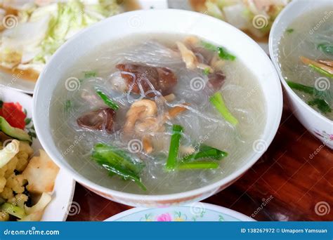 Clear Soup with Vegetable and Cellophane Noodle or Glass Noodles Soup ...