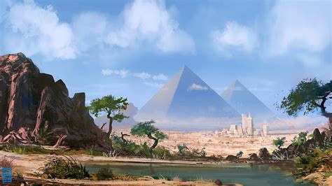 Fantasy pyramid, desert, clouds, artwork, Fantasy, HD wallpaper | Peakpx