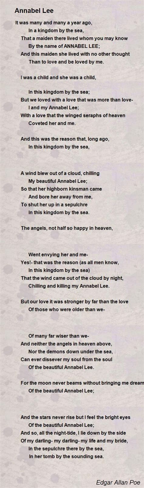 Annabel Lee by Edgar Allan Poe - Annabel Lee Poem | Poems, Annabel lee ...