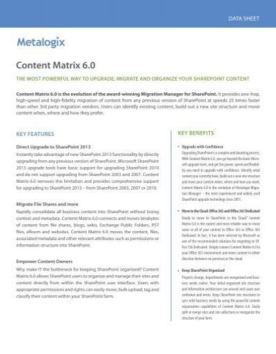 Content Matrix 6.0 - Metalogix