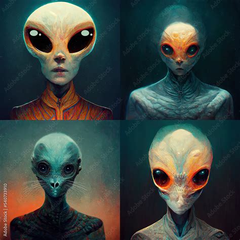 Portrait collection of alien monsters, colorful funny monster alien ...