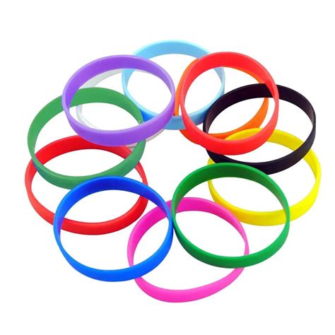 100pcs/lot Customized Silicone Bracelets Blank Adult Rubber Wristbands Mixed Colors Party ...