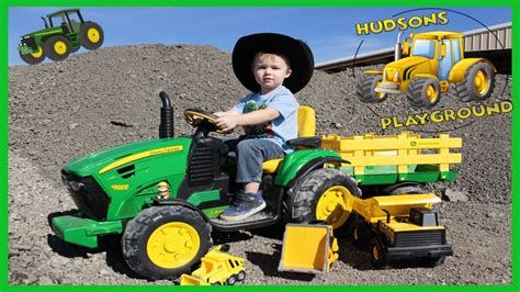 Tractors working on the farm for kids Rubble tractor moving rocks Real tractors for children ...