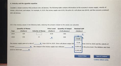 Solved 4. Velocity and the quantity equation Consider a | Chegg.com