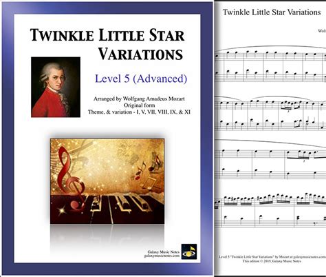 Mozart 6 Twinkle Little Star Variations: Advanced piano sheet