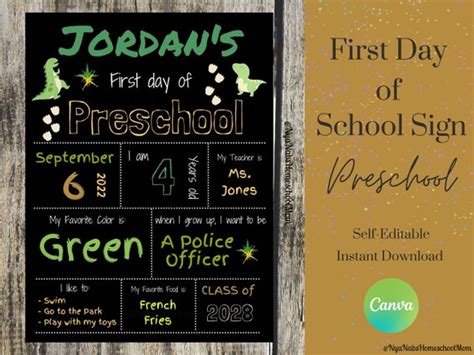 First Day of School Chalkboard Sign Instant Editable - Etsy