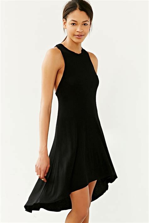 Lyst - Silence + Noise Lover Ribbed High/Low Dress in Black