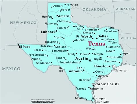 Texas State Map With Cities And Towns