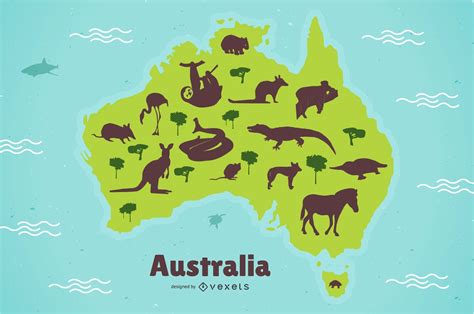 Australia Map With Animals