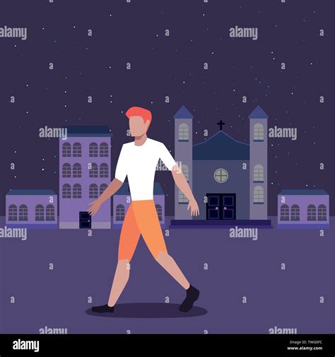 man walking in the city street vector illustration Stock Vector Image ...