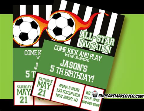 Soccer Party Invitation for Boys - Personalized - Cupcakemakeover