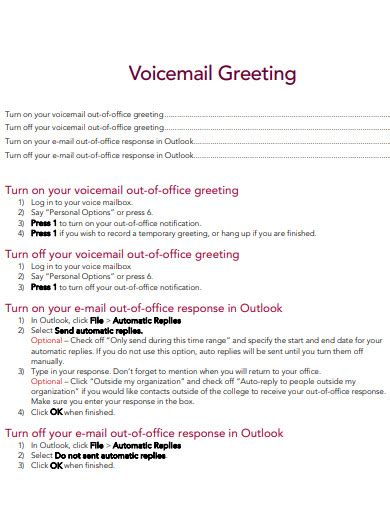 Voicemail Greeting - 30+ Examples, Format, How to Set, PDF