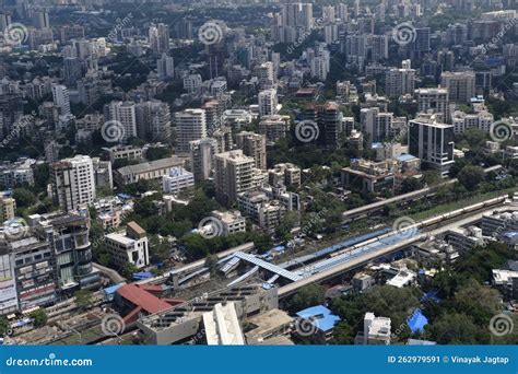 Mumbai Skyline, Aerial View Over a Building with Roads, Bridges ...