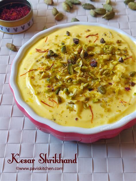 Shrikhand recipe | Gujarati shrikhand sweet | Kesar elaichi shrikhand ...