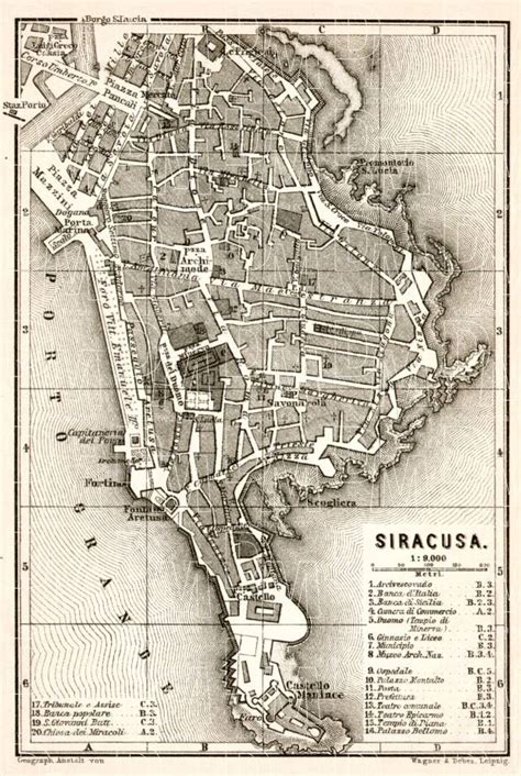 Old map of Syracuse (Siracusa) in 1912. Buy vintage map replica poster ...