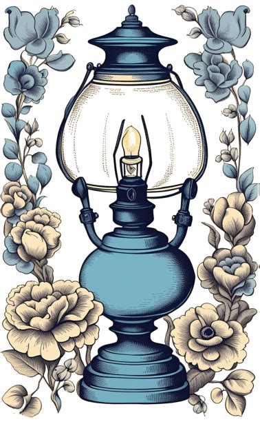 Lamp With Blue Flowers Free Stock Photo - Public Domain Pictures