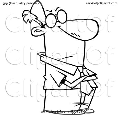 Clipart of a Cartoon Black and White Impatient Business Man with Folded Arms - Royalty Free ...