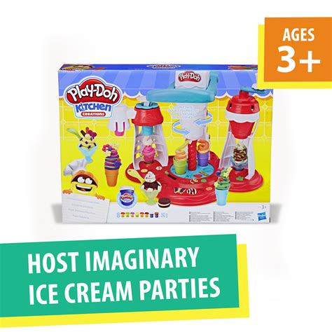 Play-Doh Kitchen Creations Ultimate Swirl Ice Cream Maker Food Set with 8 Cans of Play-Doh ...