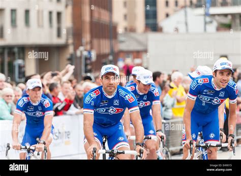 Cycle riders from the FDJ.FR team in the Tour de France parade through ...