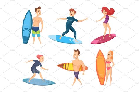 Surf characters. Vector design of | Pre-Designed Vector Graphics ...