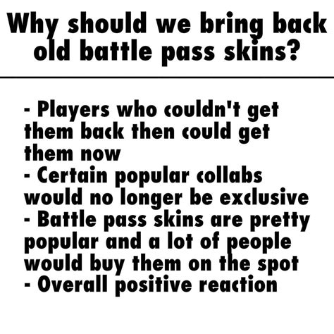 Benefits to bringing back old Battle pass skins : r/sypherpk