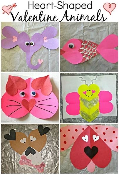 Valentine's Day Heart Shaped Animal Crafts For Kids - Crafty Morning