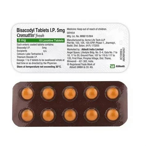 Bisacodyl Tablet 5 Mg at Rs 11.64/stripe | Pharmaceutical Tablets in Yerkheda | ID: 2851607250255