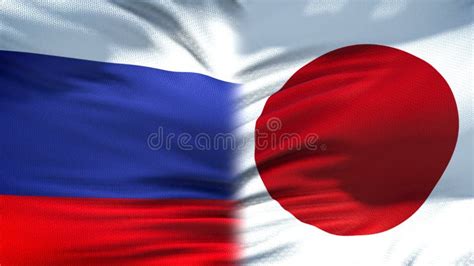 Russia And Japan Flags Background, Diplomatic And Economic Relations ...