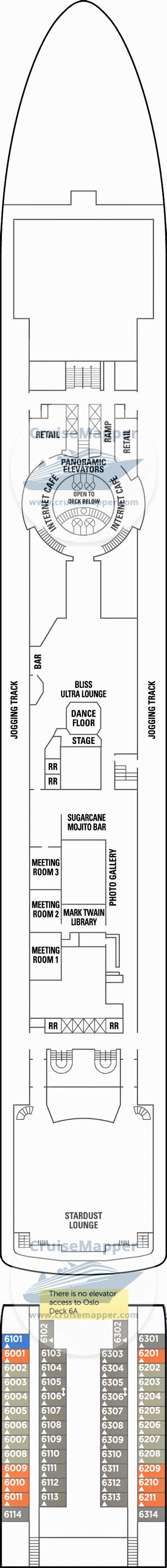 Norwegian Sky deck 6 plan | CruiseMapper