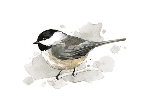 Chickadee watercolor painting 5x7 bird print