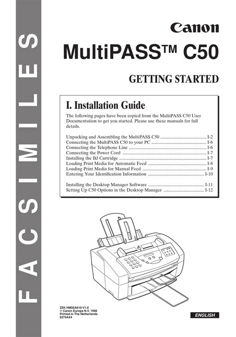 CANON C50 INSTALLATION MANUAL Pdf Download | ManualsLib