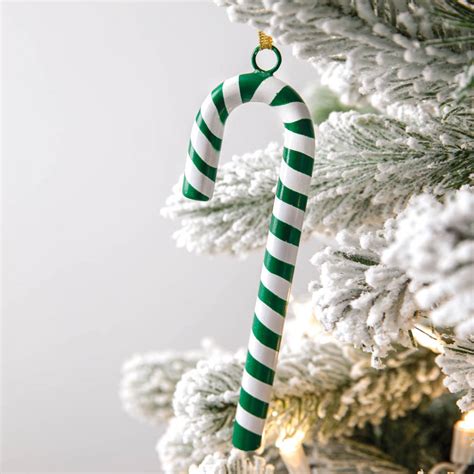 Green Candy Cane Ornament - Box of 4 | Farmhouse Christmas Décor