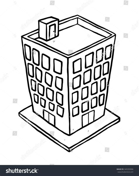 Building / Cartoon Vector And Illustration, Black And White, Hand Drawn ...