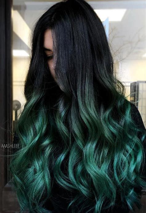 emerald green hair extensions - Ai Damico