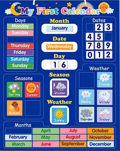 My First Calendar - Kids Magnetic Calendar Kit - Learn Days,Month ...