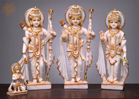 18" Rama Darbar Statue | Handmade | White Marble Rama Darbar Statue | Big Ram Ji Family Statue ...