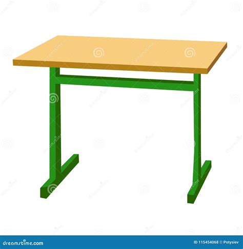 School Desk. Color Vector Flat Illustration Isolated on White Stock Vector - Illustration of ...