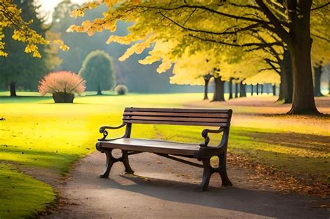 Premium Photo | Park bench in the autumn