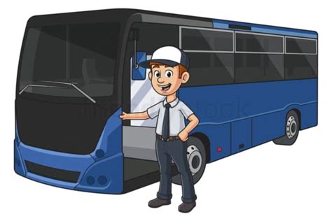 Cartoon Bus Driver Vector Clipart Graphic - FriendlyStock