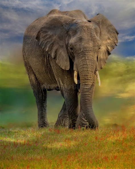 Elephant Sunrise stock photo. Image of colour, wild, orange - 23201784