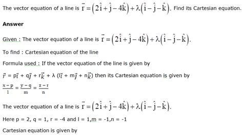 The vector equation of a line Find its Cartesian equation. - Noon Academy