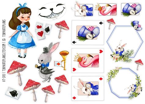 Watercolor Alice in Wonderland Stickers Junk Journal - Etsy