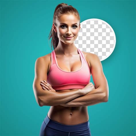 Premium PSD | Portrait of beautiful woman wearing gym outfit isolated on transparent background