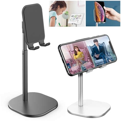 Cell Phone Stand, Angle Adjustable Phone Holder Cradle for Desk, Stable Aluminum Metal Desktop ...