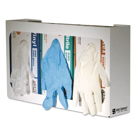 San Jamar White Enamel Disposable Glove Dispenser, Three-Box, 18w x 3 3 ...