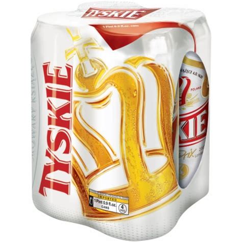 Tyskie Gronie Import Polish Pale Lager Beer, 4 cans / 16.9 fl oz - King ...