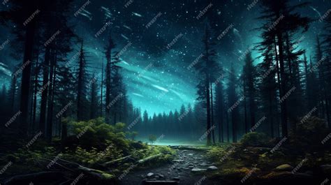 Premium AI Image | Forest Starry Night Background