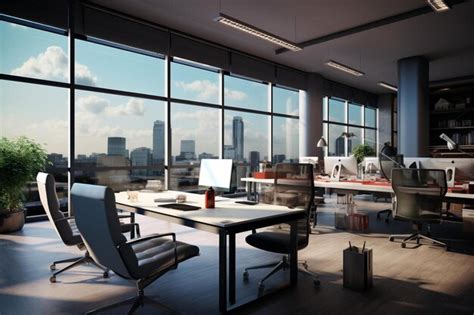 Premium AI Image | office with a view of the city