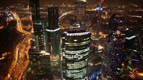 Moscow City at night view from the heights - YouTube