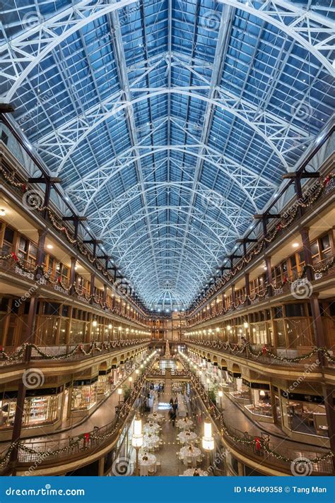 The Arcade at Christmas Time in Cleveland, Ohio Stock Photo - Image of ...